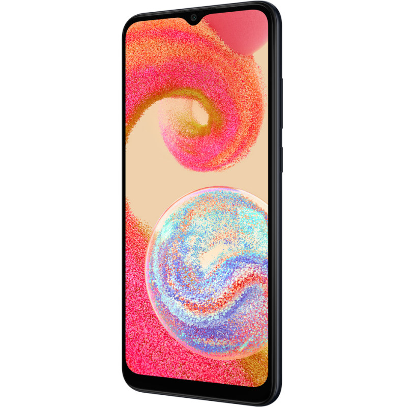 نمای سه رخ گوشی سامسونگ Galaxy A04e ظرفیت 64 و رم 3 مشکی