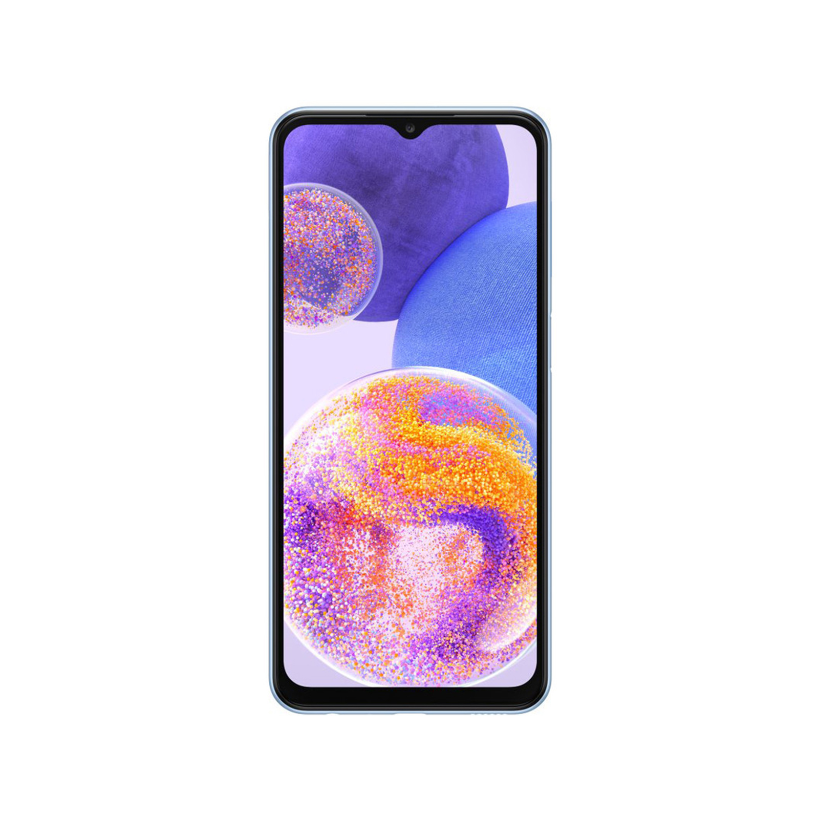 نمای روبرو گوشی Galaxy A23 دو سیم کارت ظرفیت 64 و رم 4 آبی