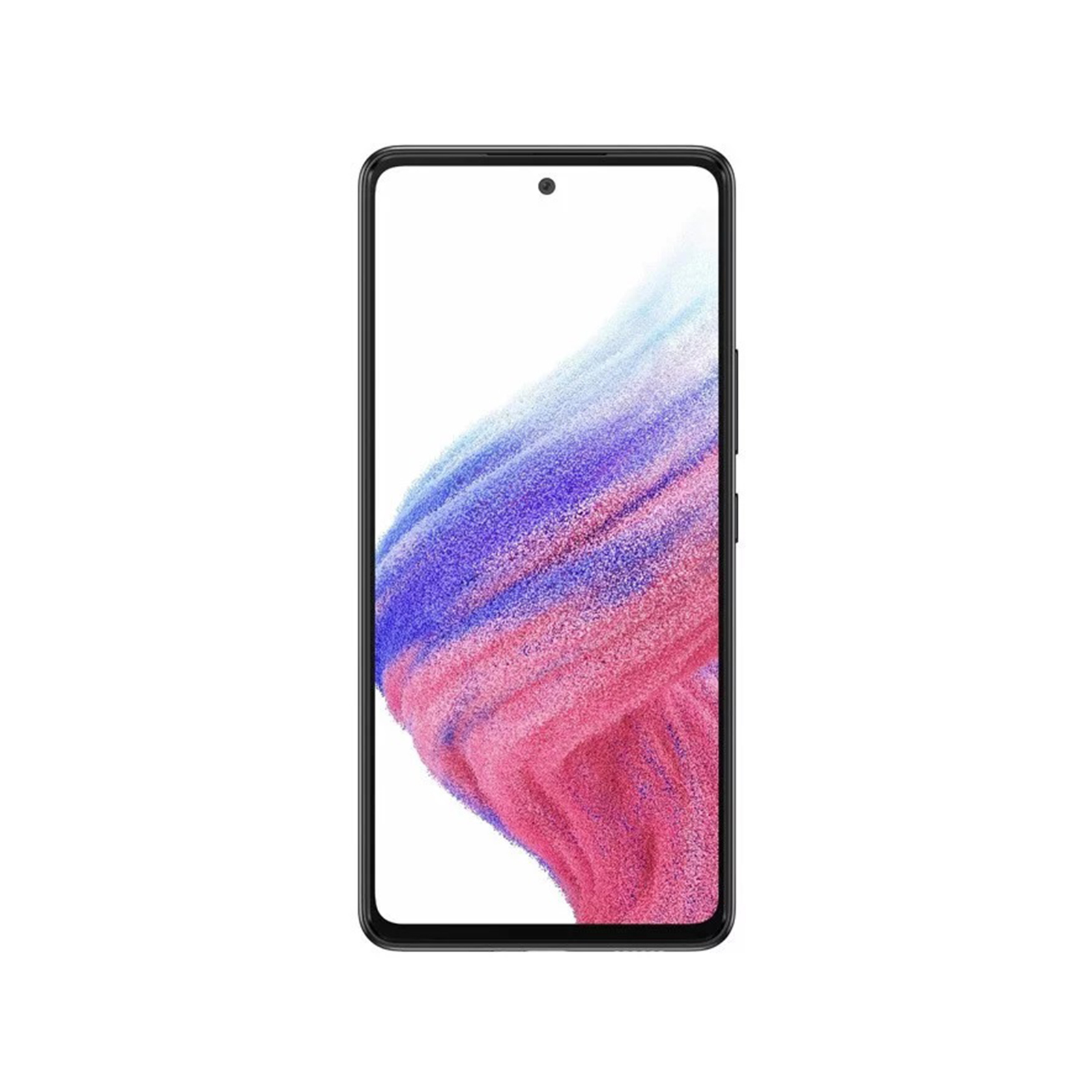 نمای گوشی موبایل سامسونگ مدل Galaxy A53 ظرفیت ۱۲۸ گیگابایت و رم 8 گیگابایت رنگ مشکی از روبرو